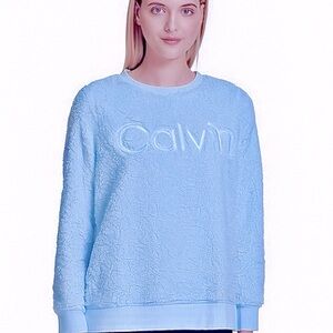 Sweatshirt Textured Sherpa Fleece Slate Blue Sz L